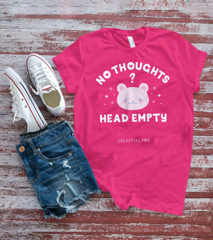 No Thoughts Head Empty Bear With Celestial Fox Stars T-Shirt