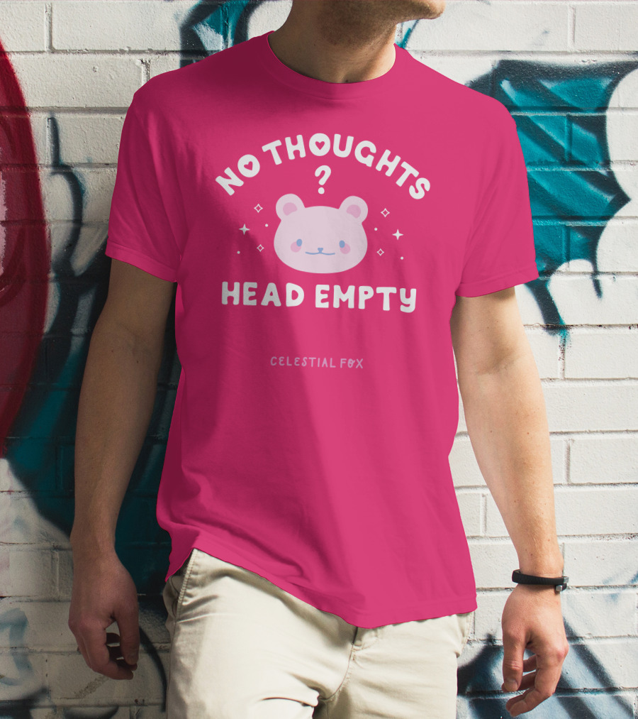 No Thoughts Head Empty Bear With Celestial Fox Stars T-Shirt