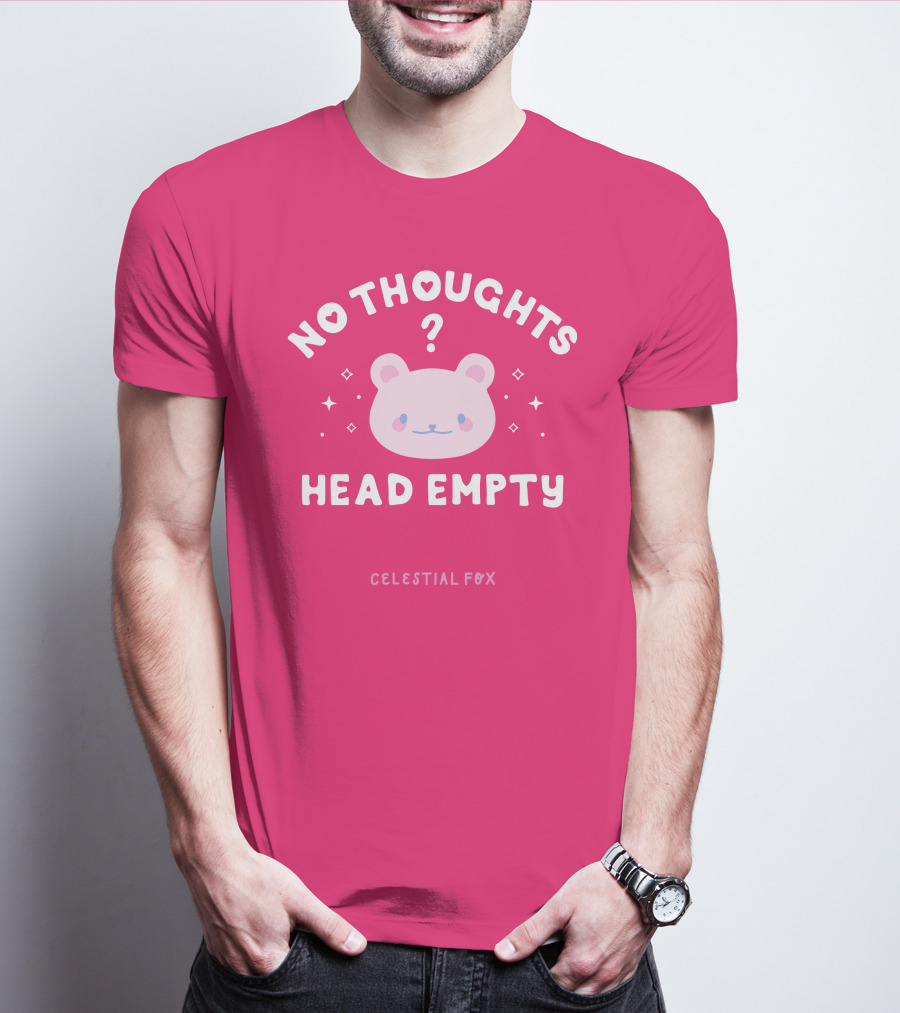 No Thoughts Head Empty Bear With Celestial Fox Stars T-Shirt