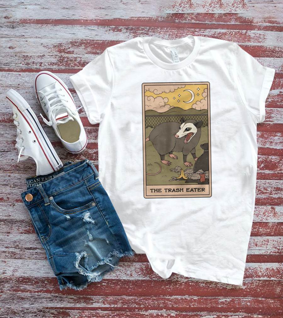 The Trash Eater Tarot Moon And Opossum Card T-Shirt