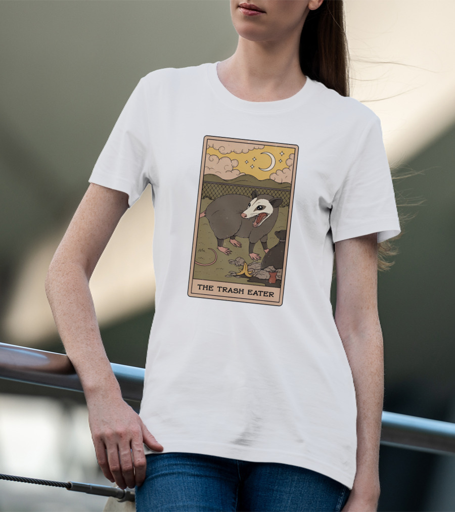 The Trash Eater Tarot Moon And Opossum Card T-Shirt