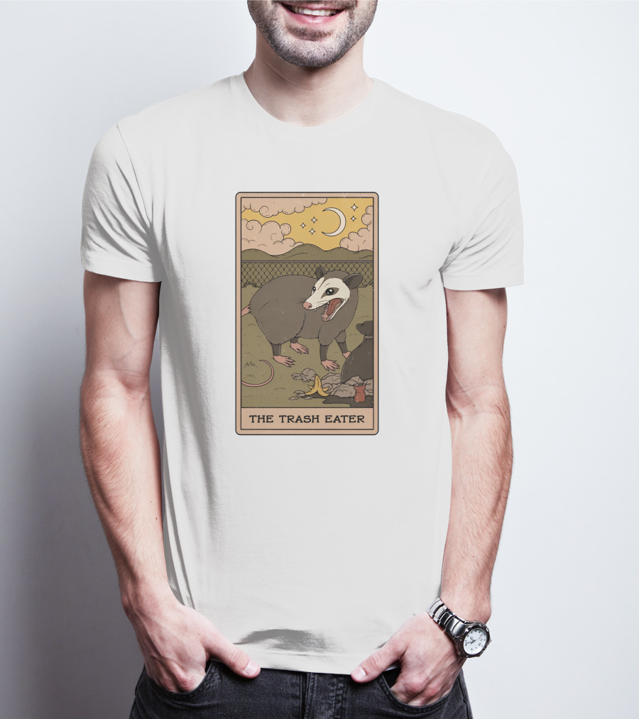 The Trash Eater Tarot Moon And Opossum Card T-Shirt