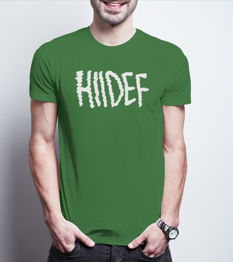 Hdi Hiidef White Text On Green Background T-Shirt