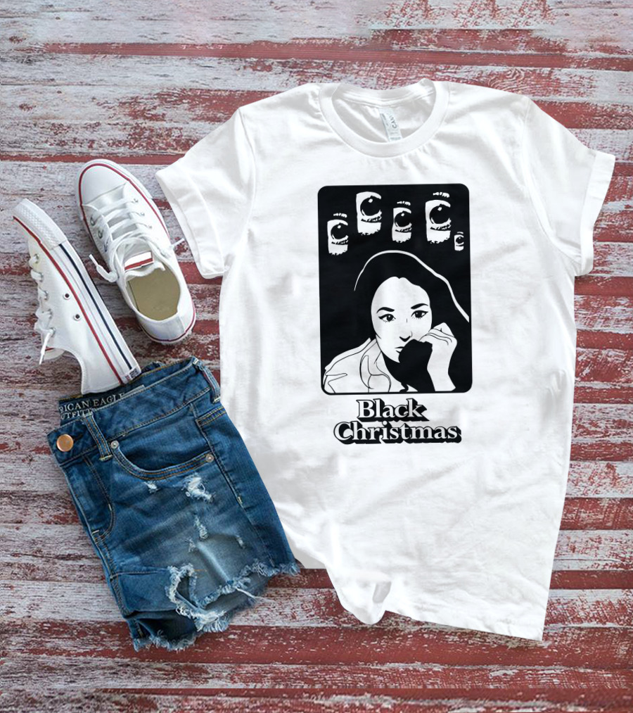 Black Christmas Woman With Multiple Eye Gaze T-Shirt