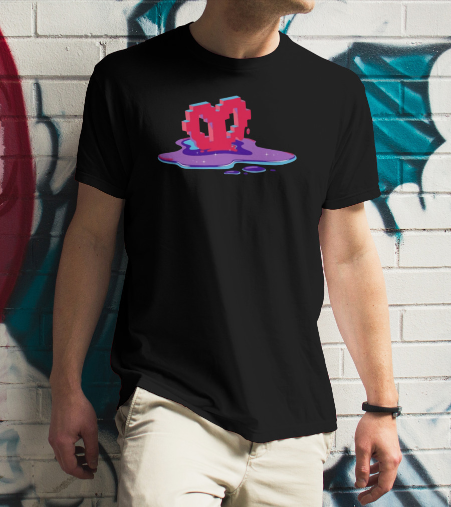 Void Heart Pixel Art Melting Pool T-Shirt