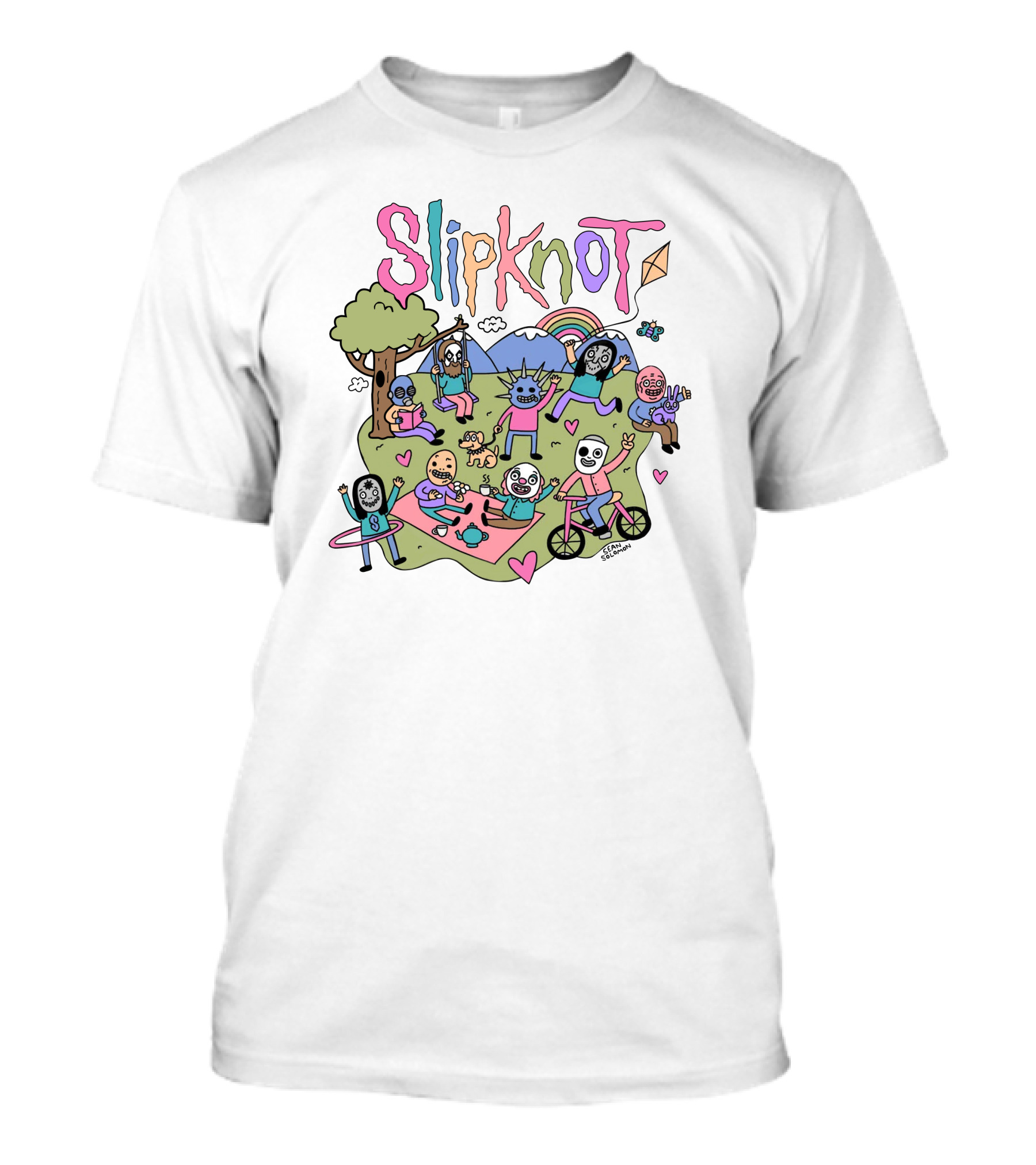 Slipknot Cute Cartoon Characters Park Scene T-Shirt