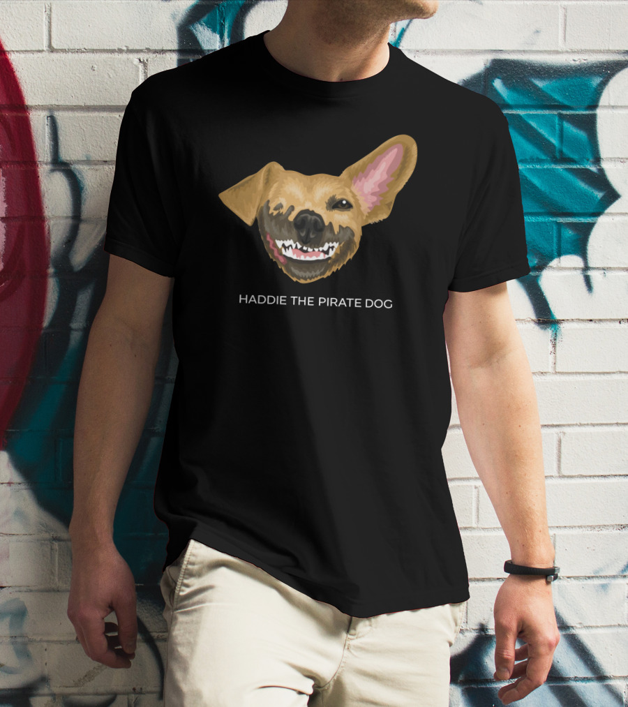 Haddie The Pirate Dog Mischievous Canine With Eye Patch And Toothsome Grin T-Shirt