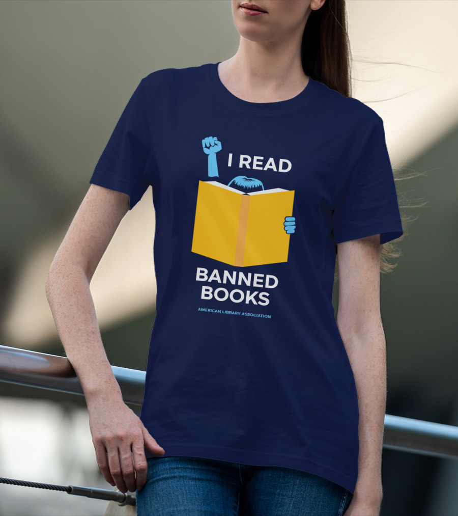 I Read Banned Books Yellow Book Fist American Library Association T-Shirt