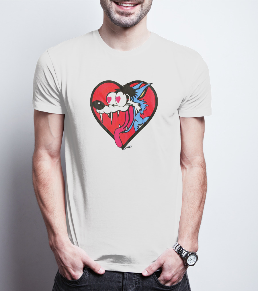 The Jesus Lizard Idiot Heart-Eyed Cartoon Wolf T-Shirt