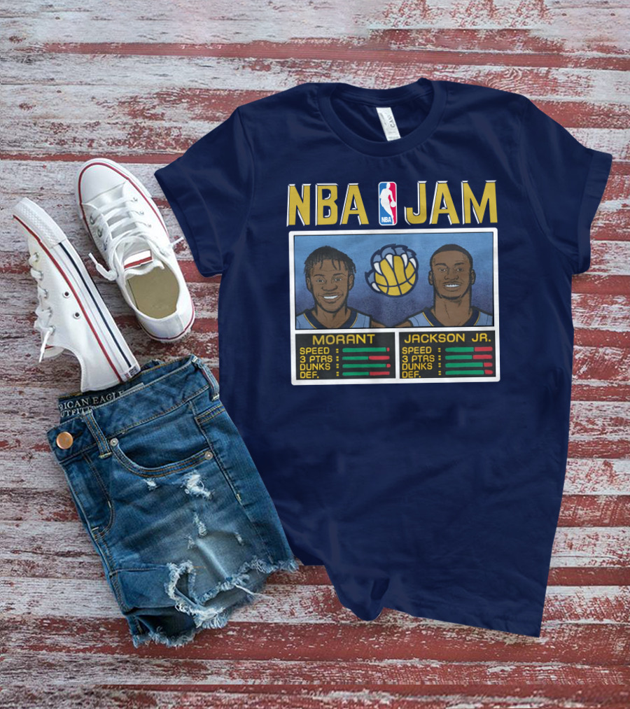 NBA Jam Morant Jackson Jr Player Stats Molly Morrison T-Shirt