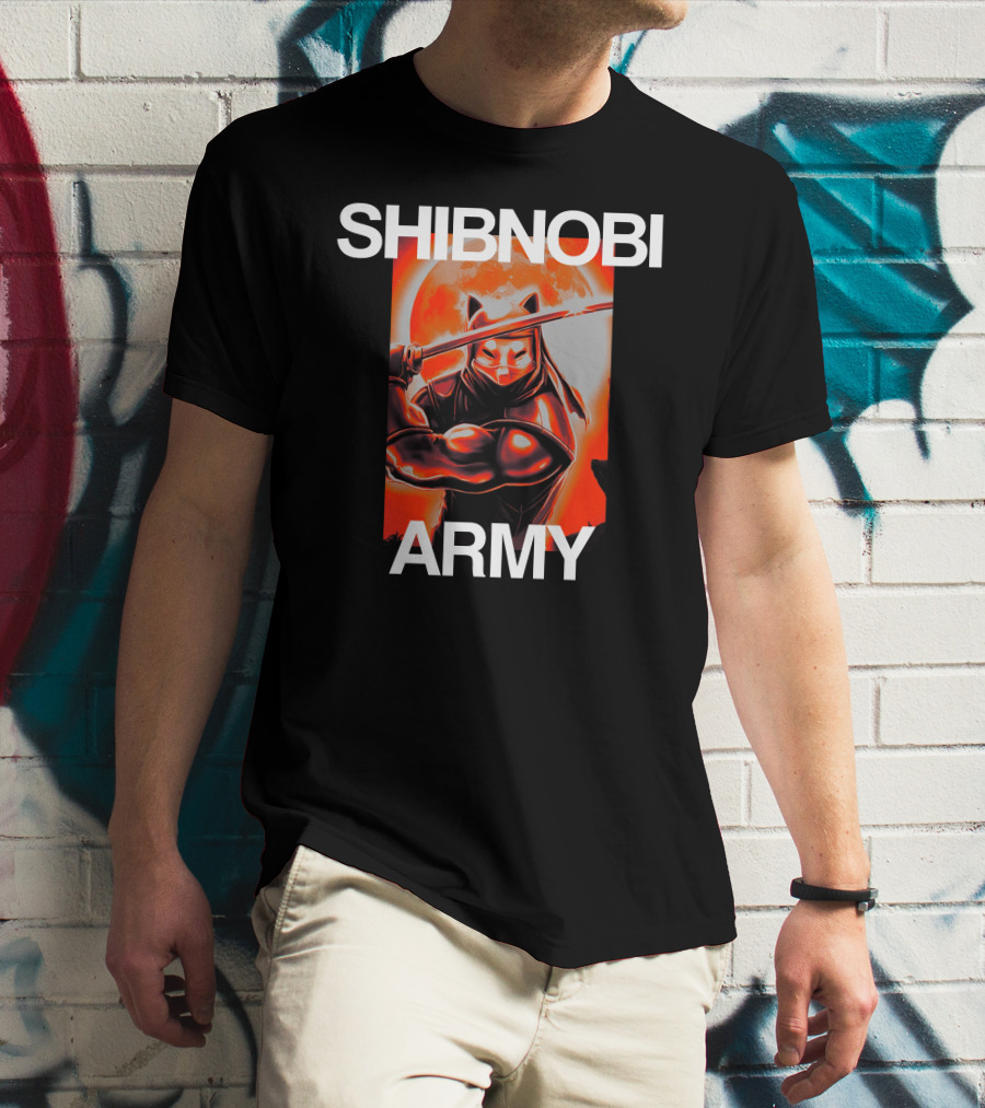 Shibnobi Army Shib Nobi Warrior Ninja Cat Moon T-Shirt