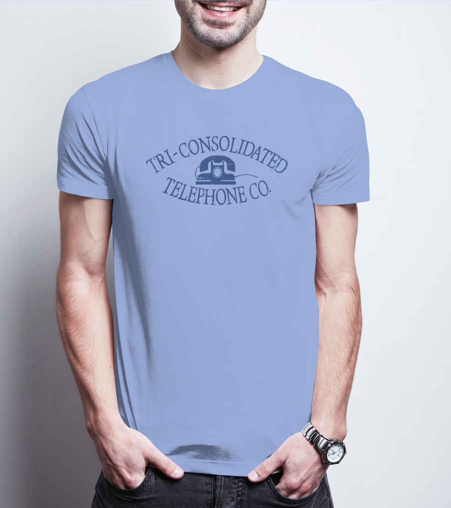 TRI-CONSOLIDATED TELEPHONE CO VINTAGE LOGO WITH RETRO TELEPHONE IMAGE T-Shirt
