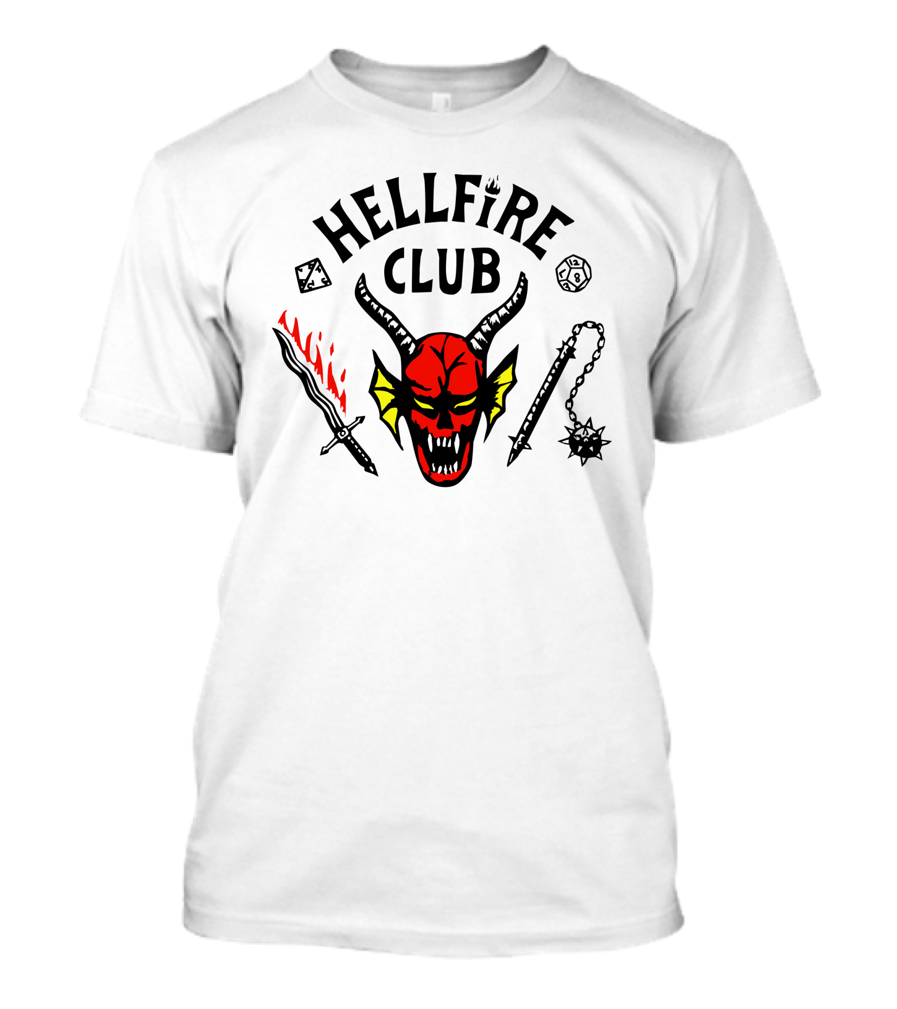 Hellfire Club Devil Flaming Sword Mace Dice Icon Collection T-Shirt