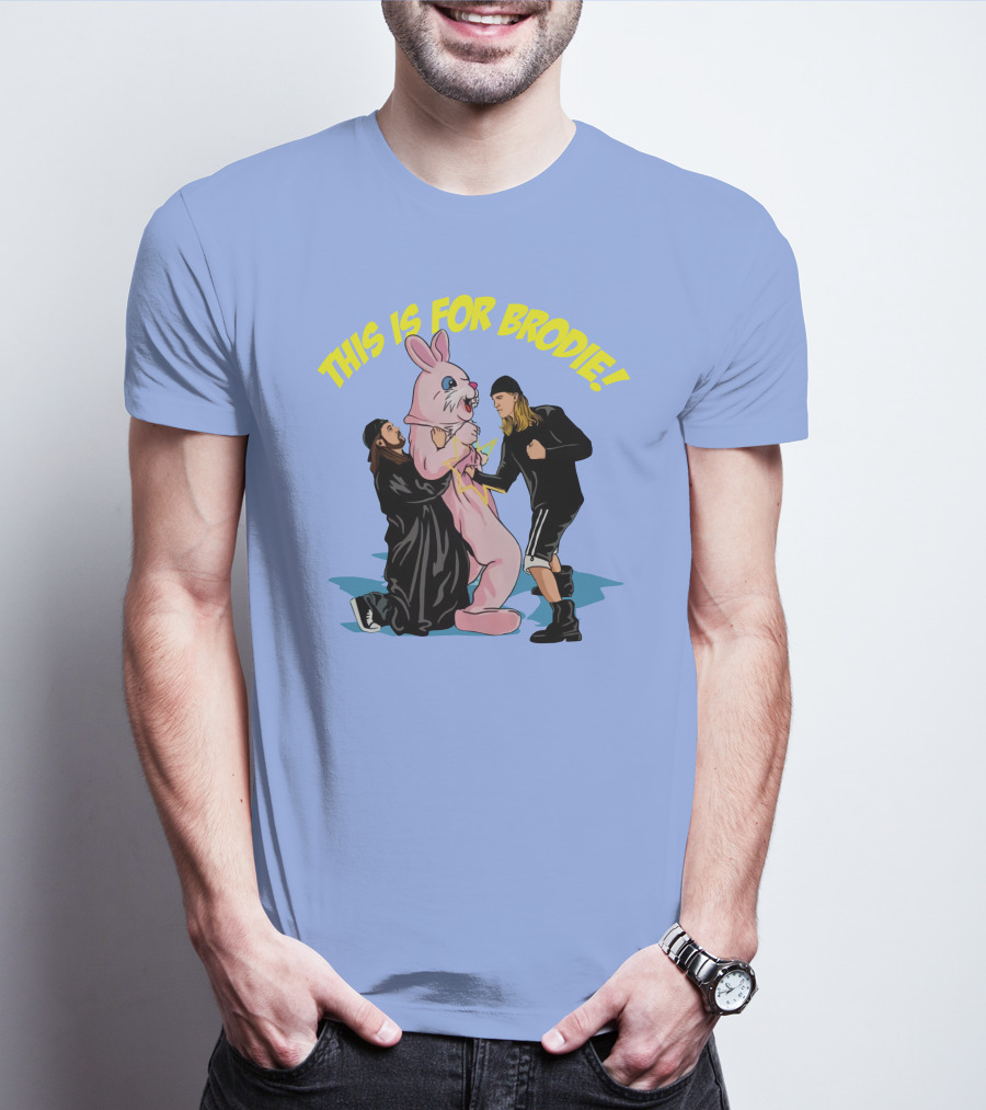 Kevin Smith This Is For Brodie Jay And Silent Bob Pink Bunny Drawing T-Shirt