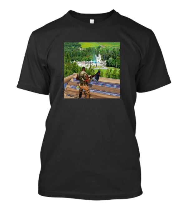 Queen Elizabeth Reboot Card Fortnite Player Landscape Castle Scene T-Shirt