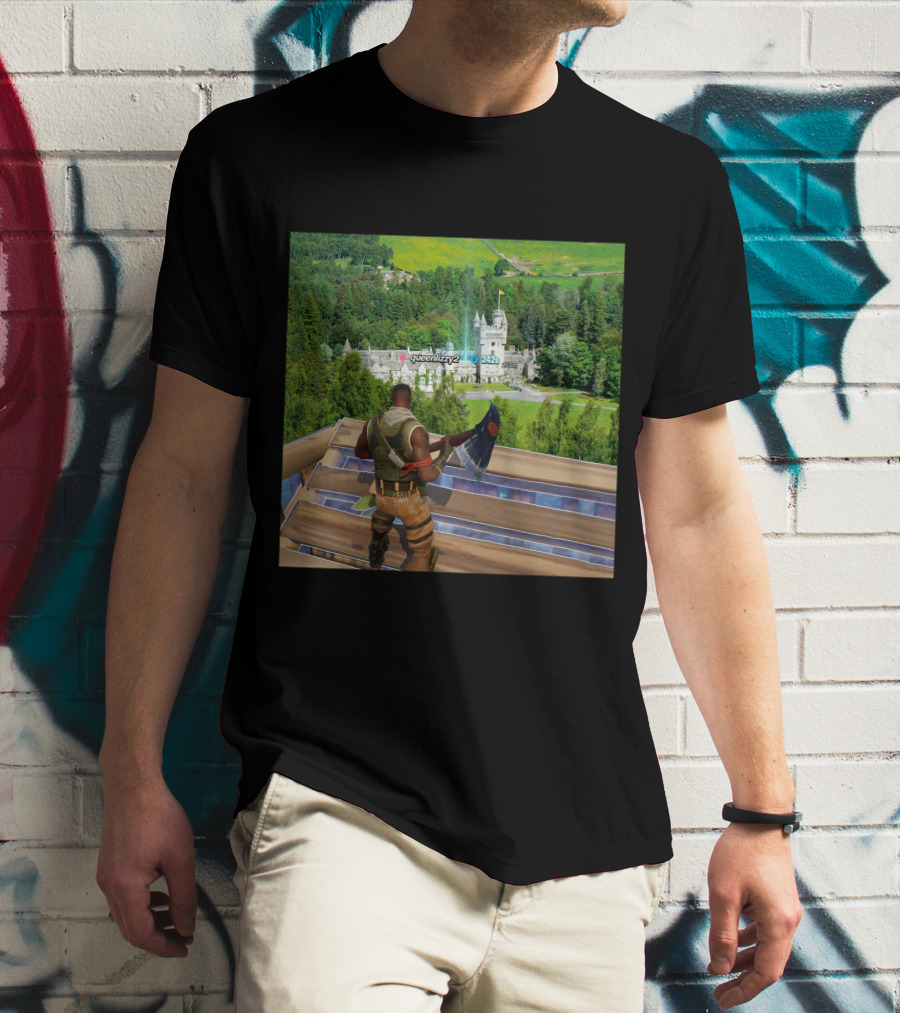 Queen Elizabeth Reboot Card Fortnite Player Landscape Castle Scene T-Shirt