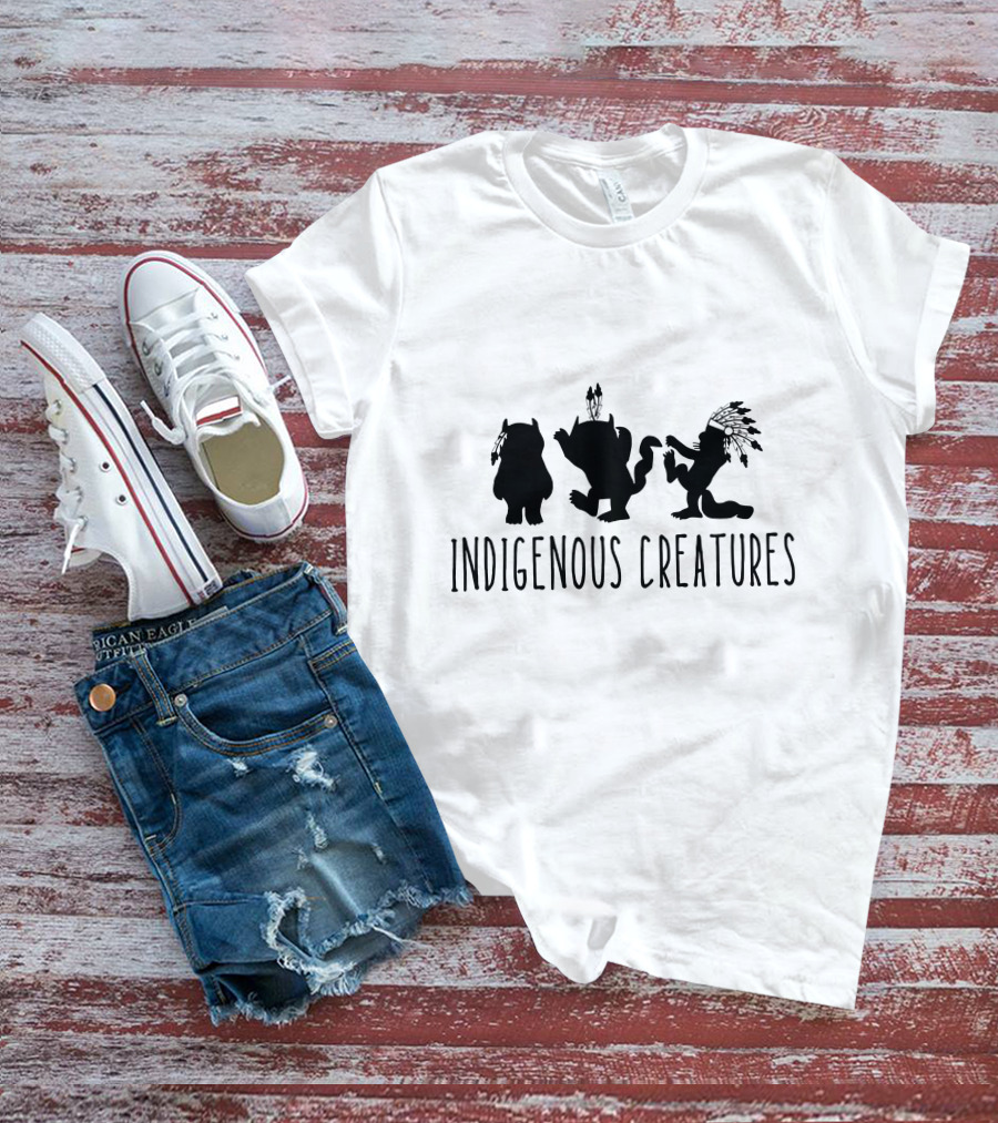 Indigenous Creatures Silhouette Trio With Arrows And Feathers T-Shirt