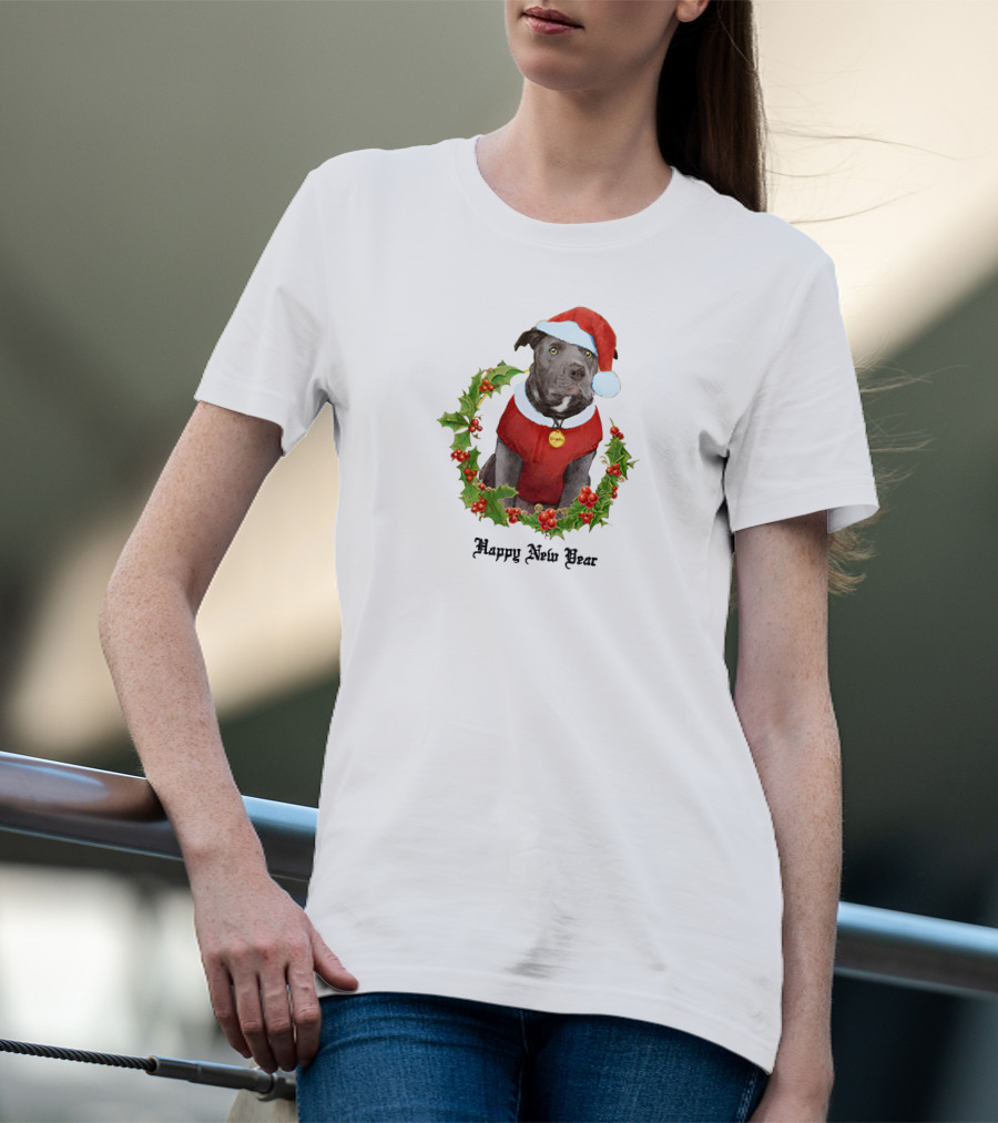 Santa Dog Happy New Year T-Shirt