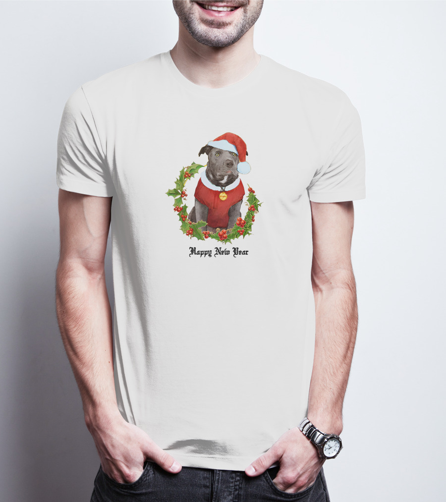 Santa Dog Happy New Year T-Shirt