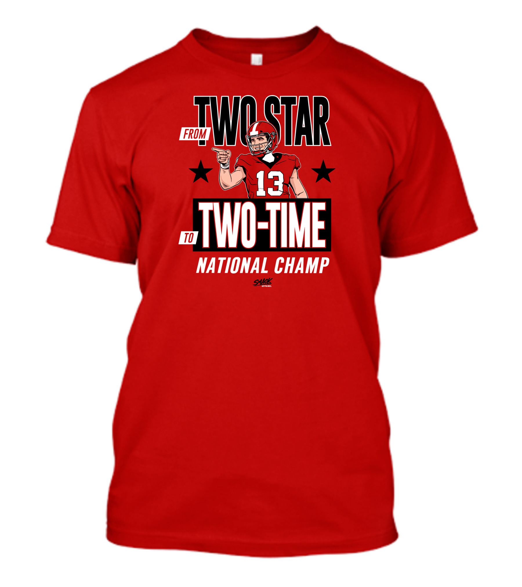 From Two Star To Two-Time National Champ Football Player Number 13 T-Shirt