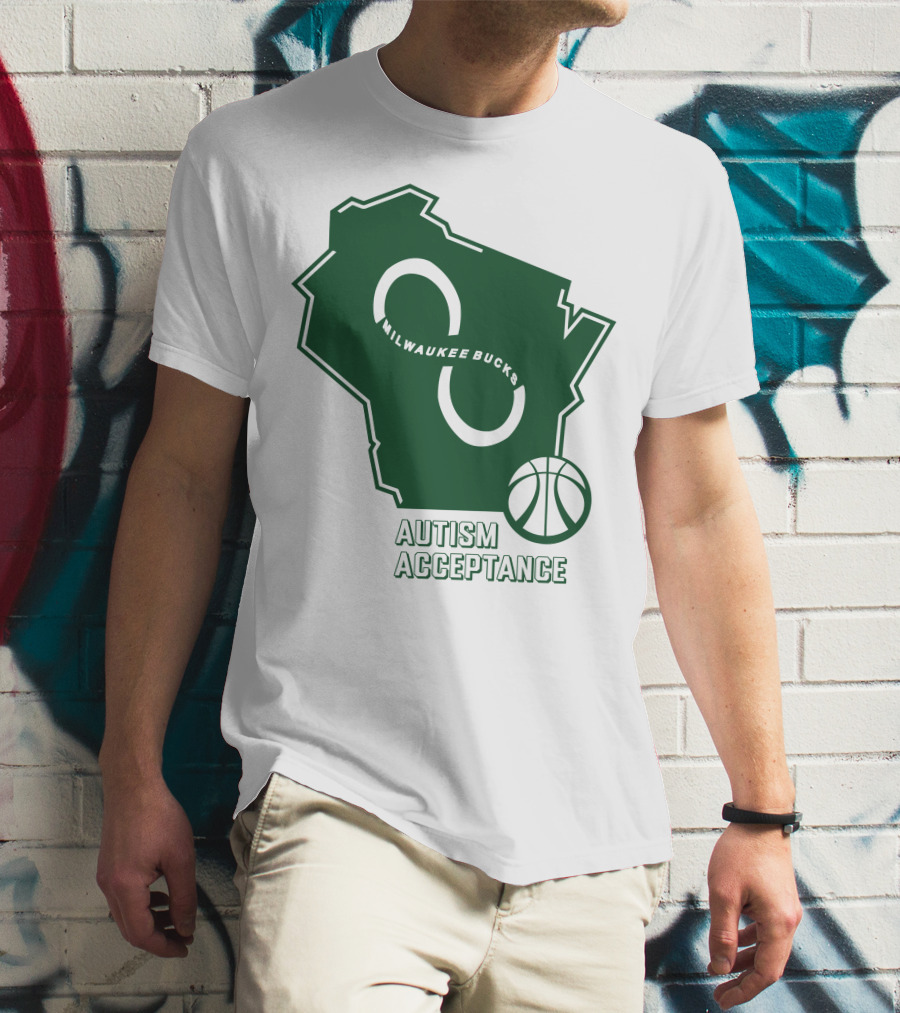 Milwaukee Bucks Autism Acceptance Infinity Symbol Basketball T-Shirt