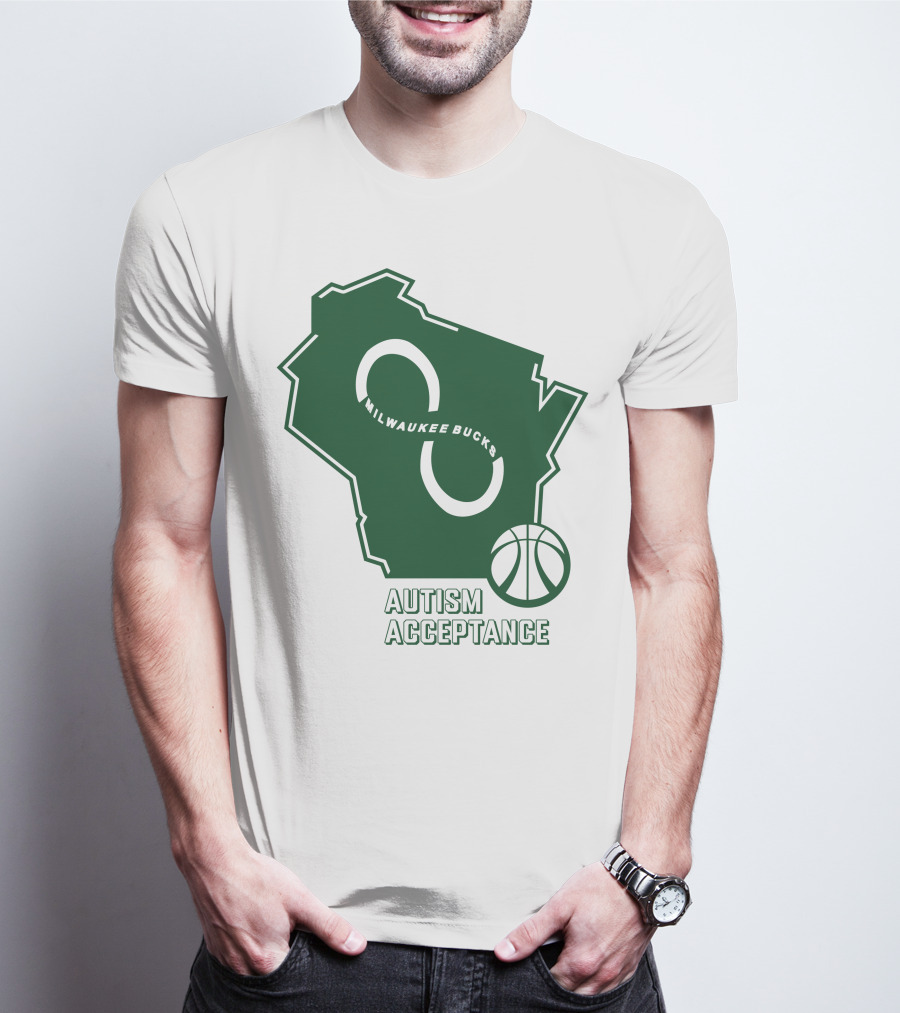 Milwaukee Bucks Autism Acceptance Infinity Symbol Basketball T-Shirt