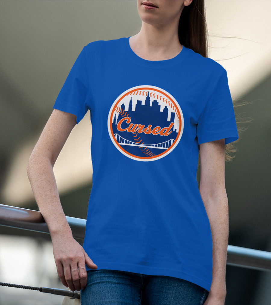 Cursed Mets Baseball Skyline Bridge T-Shirt