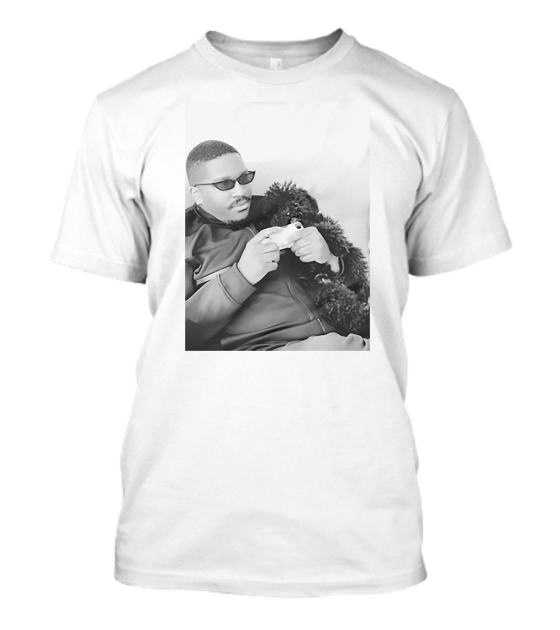 Father's Tiny Shades Relaxing With Pet On Couch T-Shirt