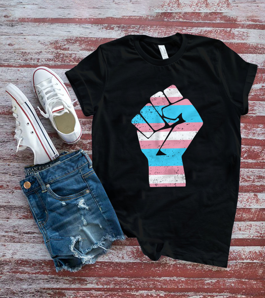 Jamie Lee Curtis Protect Trans Kids Hand Fist Transgender Pride Raised Fist T-Shirt