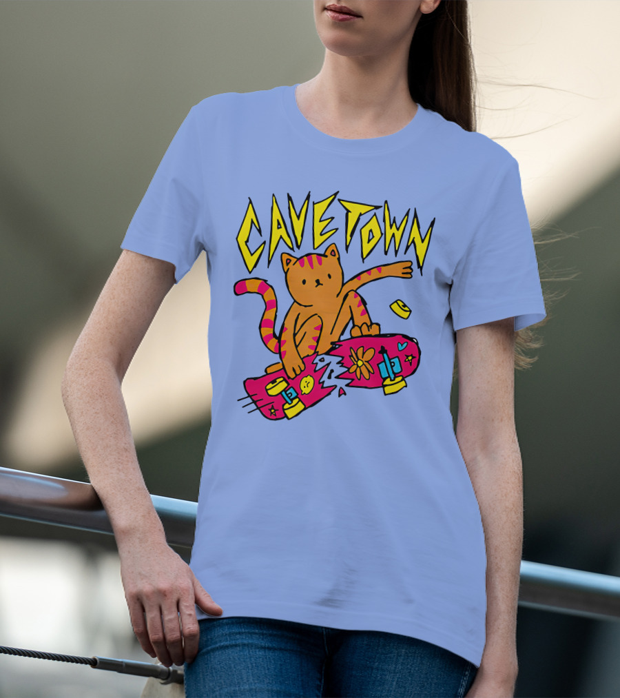Cavetown Cat Skateboard Fun T-Shirt