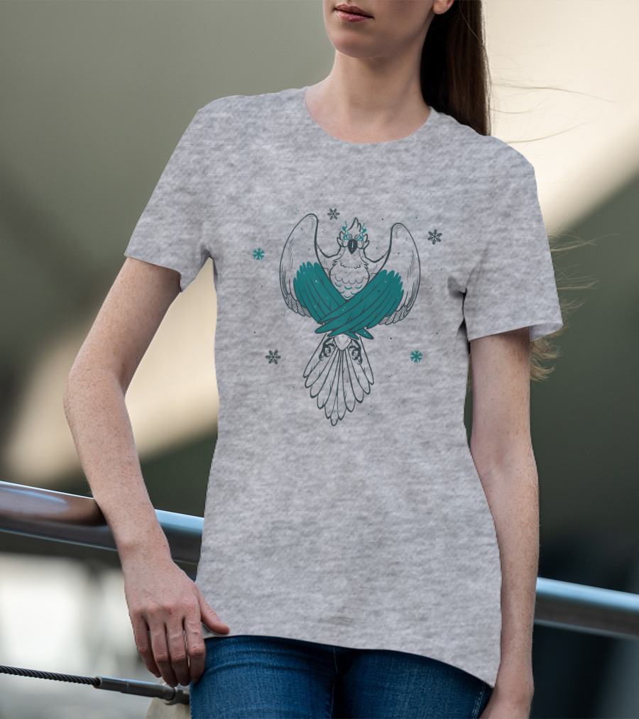 Jaiden Animations Bird With Teal Wings And Snowflakes T-Shirt