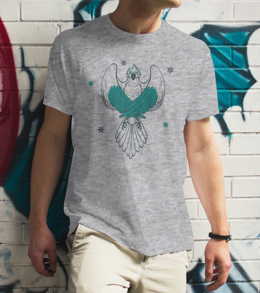 Jaiden Animations Bird With Teal Wings And Snowflakes T-Shirt