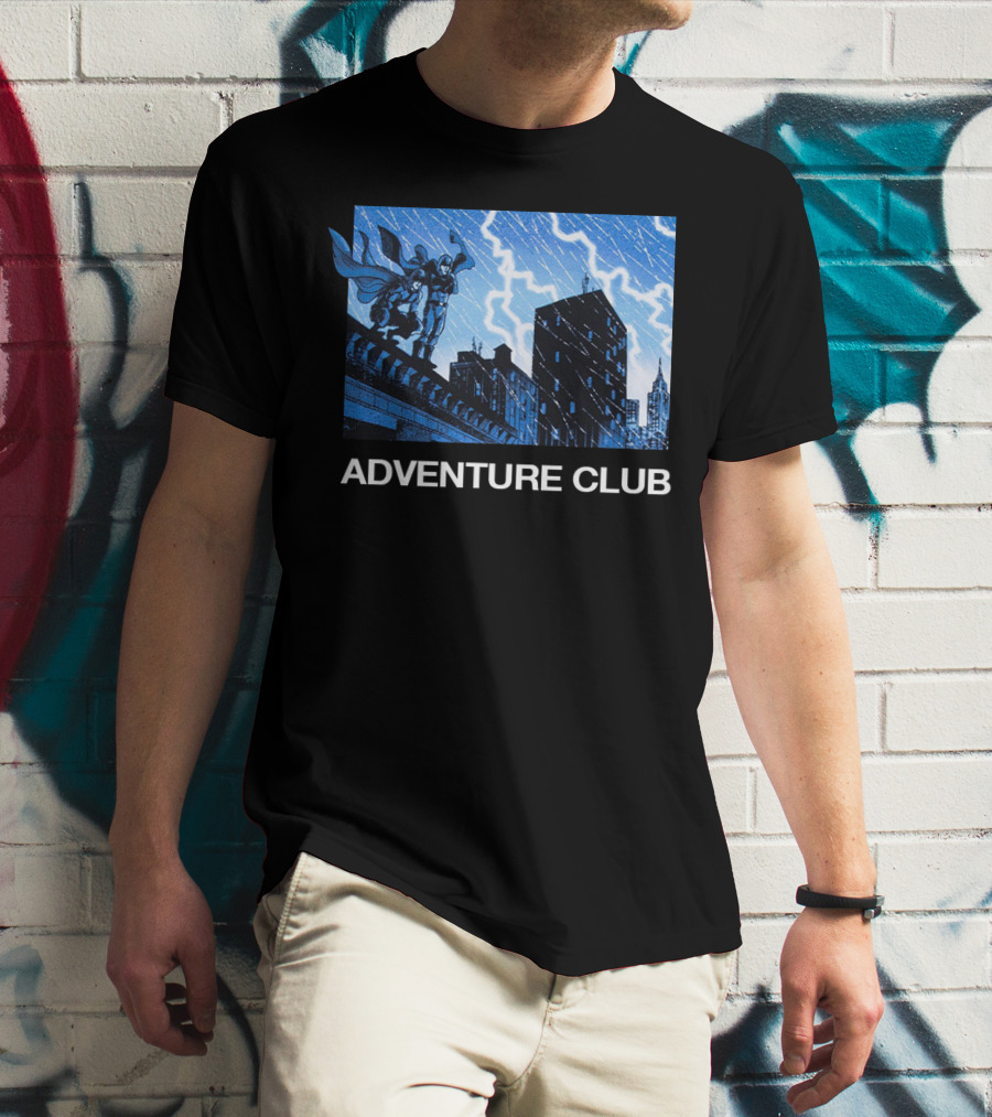 ADVENTURE CLUB Cityscape Superhero Lightning Scene T-Shirt