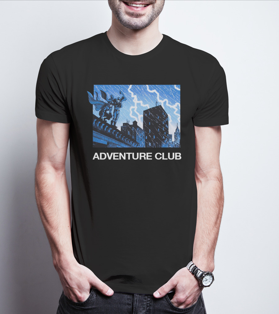 ADVENTURE CLUB Cityscape Superhero Lightning Scene T-Shirt