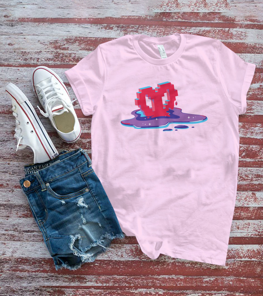Heart Pixel Art Melting Design Philza Merch T-Shirt