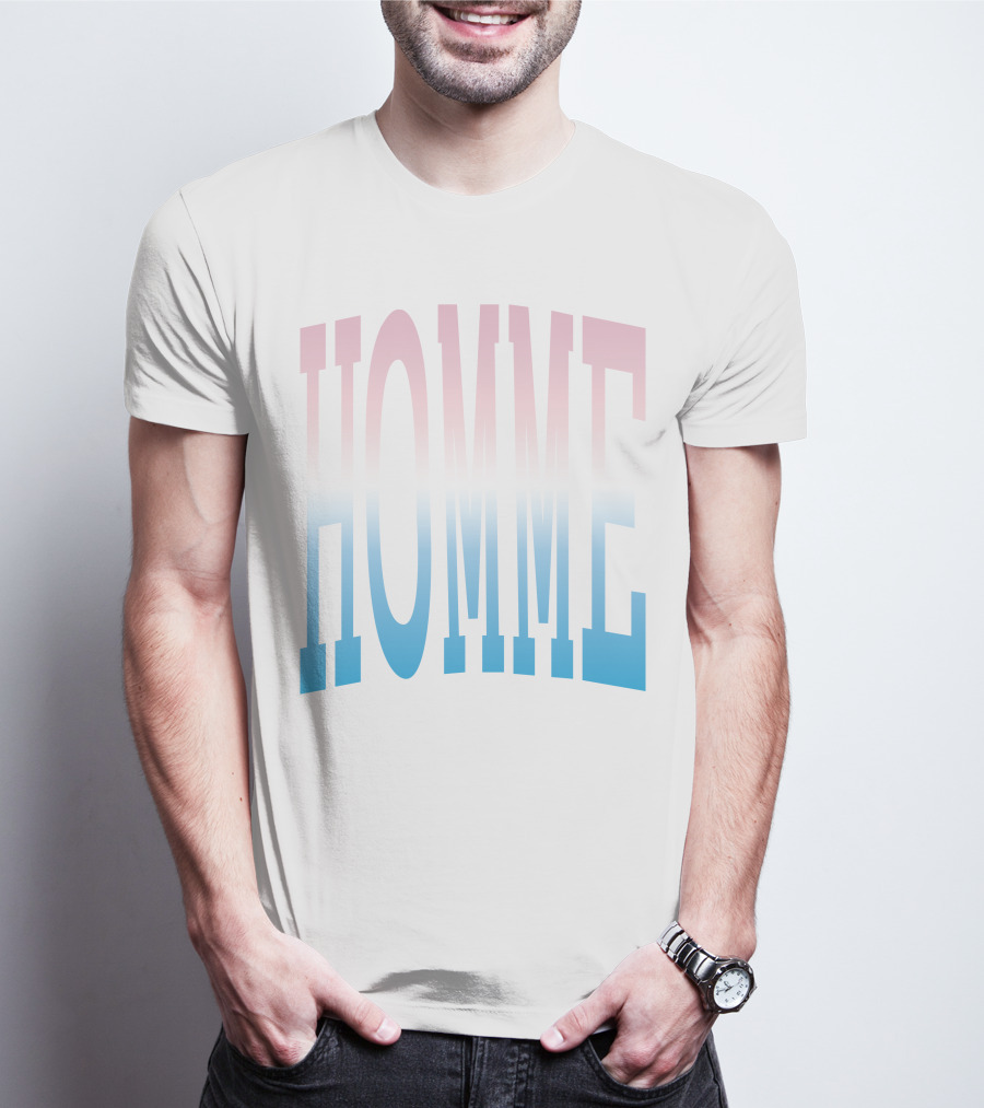 Homme Femme Pink Blue Gradient Text T-Shirt