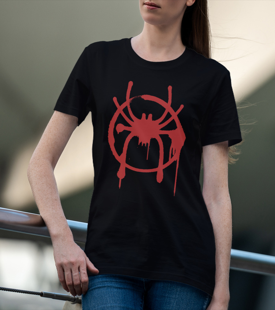 Miles Morales Spider-Verse Logo Dripping Red Graffiti T-Shirt