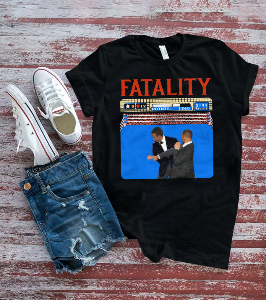 Fatality Will Smith Slaps Chris Rock Oscars Stage Video Game T-Shirt