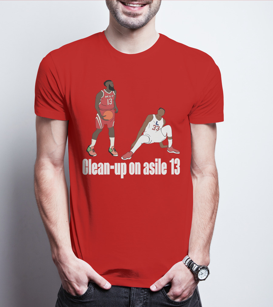 Clean-Up On Asile 13 MVP Number 13 Basketball Action Scene T-Shirt