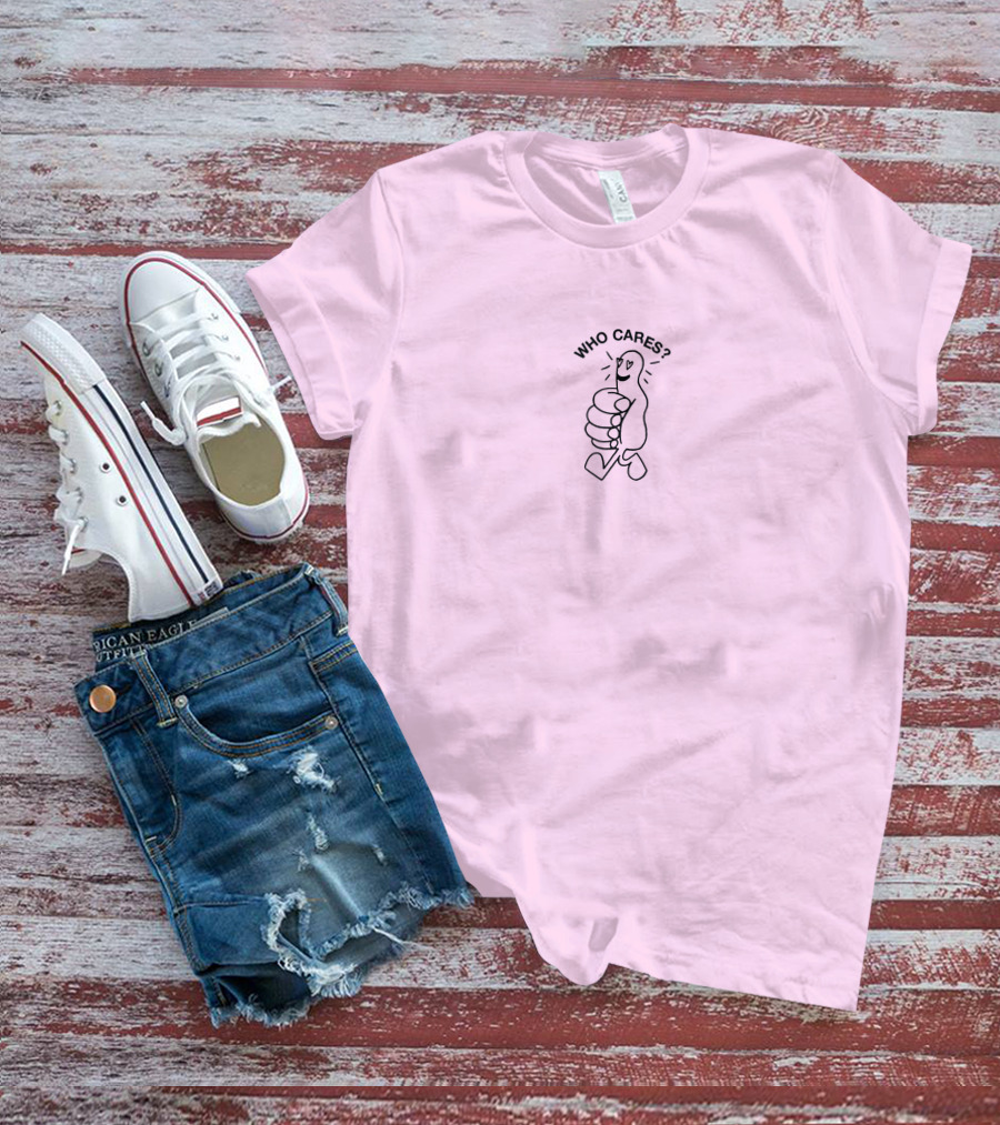 Who Cares Heart Eyes Pink T-Shirt
