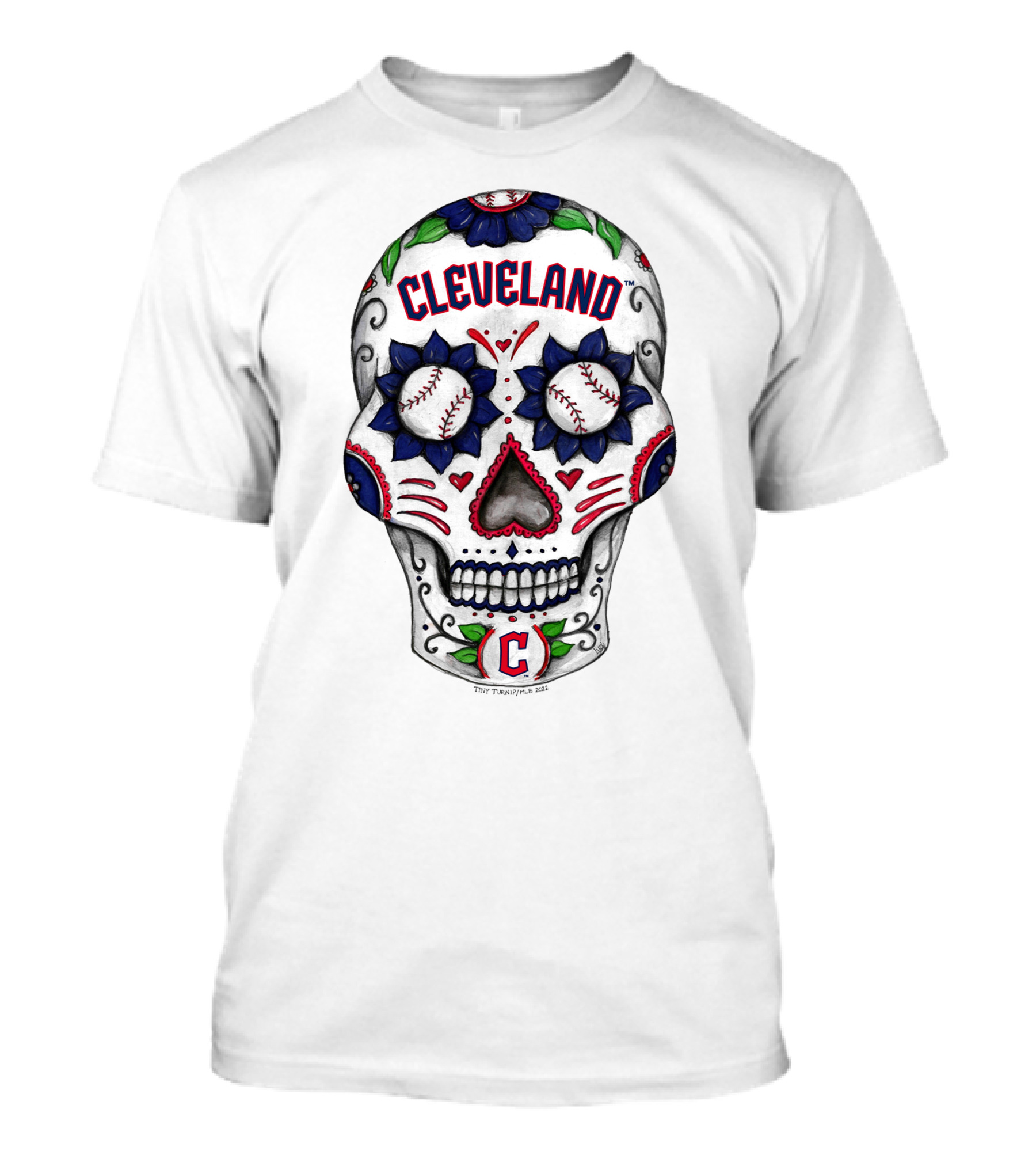 Cleveland Guardians Sugar Skull Tiny Turnip Baseball T-Shirt