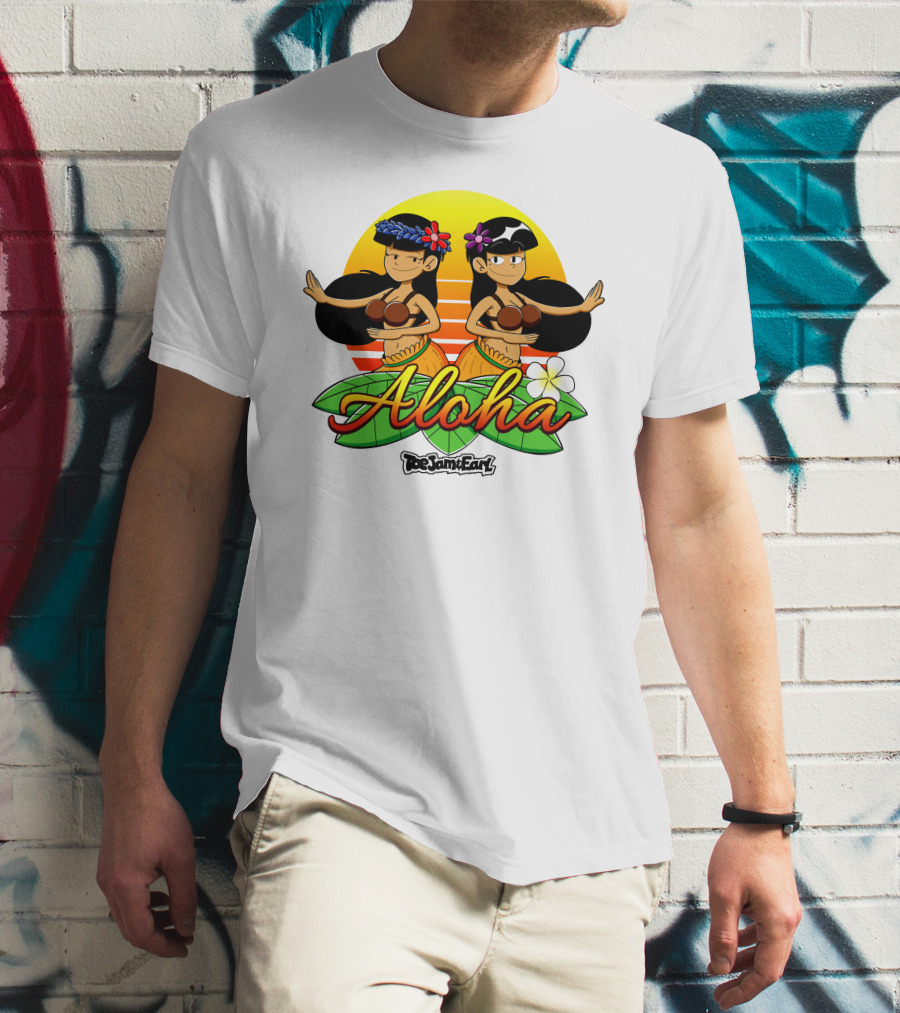 Aloha From Toejam And Earl Robaroba Merch Hawaiian Dancers Tropical Sunset T-Shirt