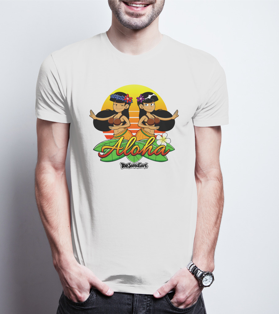 Aloha From Toejam And Earl Robaroba Merch Hawaiian Dancers Tropical Sunset T-Shirt