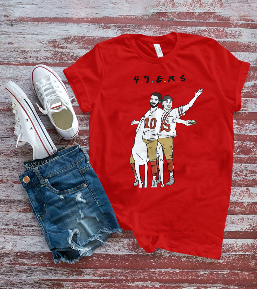 49ers Friends Jimmy Garoppolo Brian Hill Illustration With Dog T-Shirt