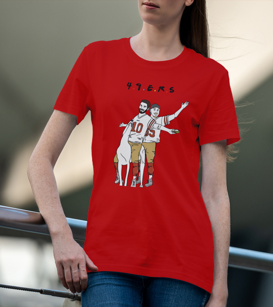 49ers Friends Jimmy Garoppolo Brian Hill Illustration With Dog T-Shirt