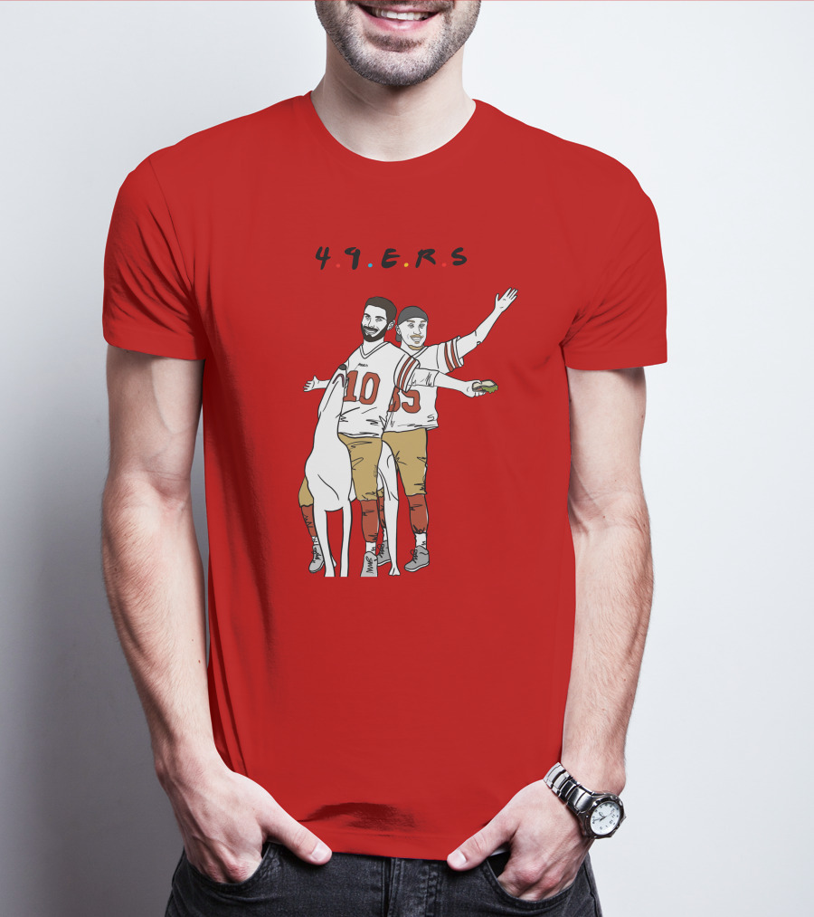49ers Friends Jimmy Garoppolo Brian Hill Illustration With Dog T-Shirt