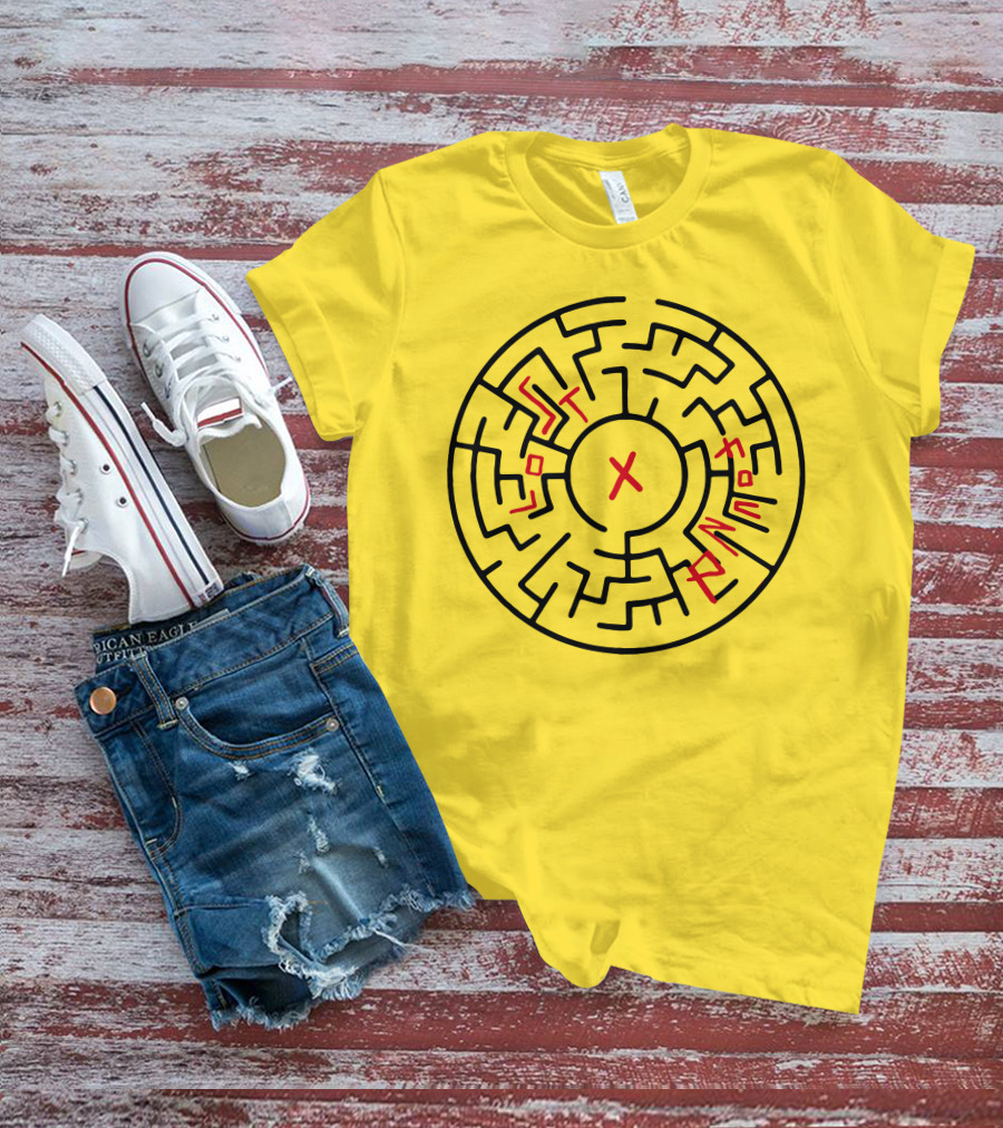 Lost People Found Myself Maze Design Yellow Background T-Shirt