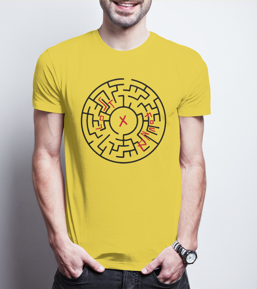 Lost People Found Myself Maze Design Yellow Background T-Shirt