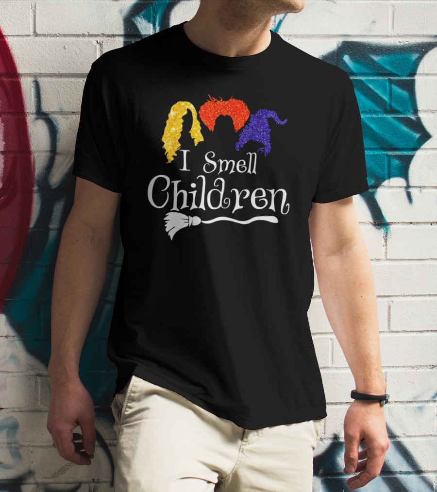 I Smell Children Witch Silhouette Hair Colors Broomstick T-Shirt