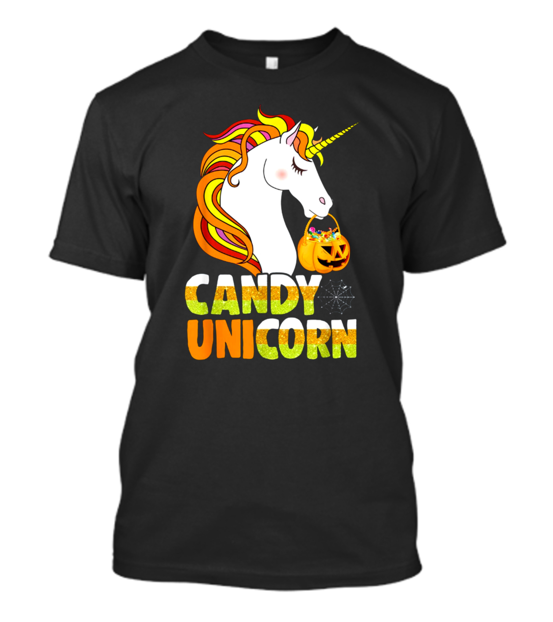 Candy Corn Unicorn Halloween Pumpkin Treats Girls T-Shirt